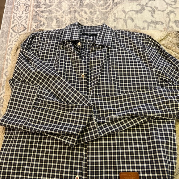 Dsquared checkered button down collared shirt with logo men’s IT 48 - Picture 5 of 6